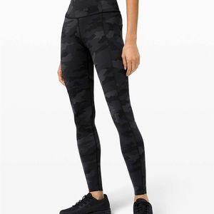 LULULEMON fast and free pocket leggings in black camo 25 inch